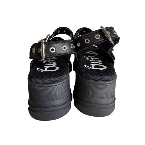 BUFFALO Buckle Strapy Chunky Heel Platform Sandals In Black Size 38 - Picture 4 of 6